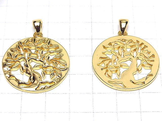 Metal parts Pendant [Tree of Life] 30mm Gold color 1pc