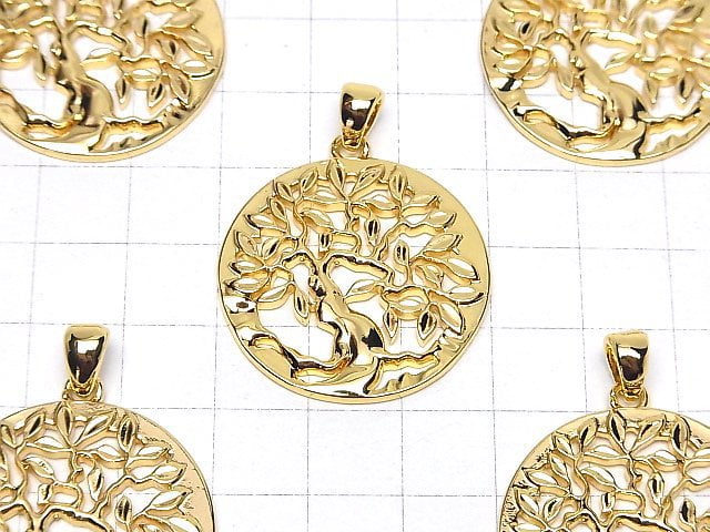 Metal parts Pendant [Tree of Life] 30mm Gold color 1pc