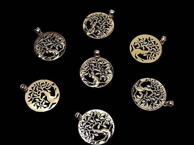 Metal parts Pendant [Tree of Life] 30mm Gold color 1pc