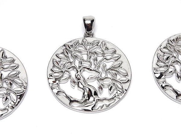 Metal parts Pendant [Tree of Life] 30mm Silver color 1pc