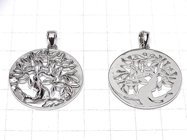 Metal parts Pendant [Tree of Life] 30mm Silver color 1pc