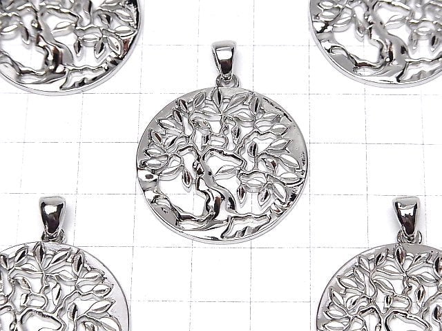 Metal parts Pendant [Tree of Life] 30mm Silver color 1pc