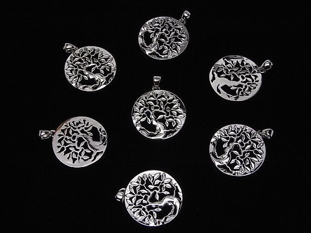 Metal parts Pendant [Tree of Life] 30mm Silver color 1pc