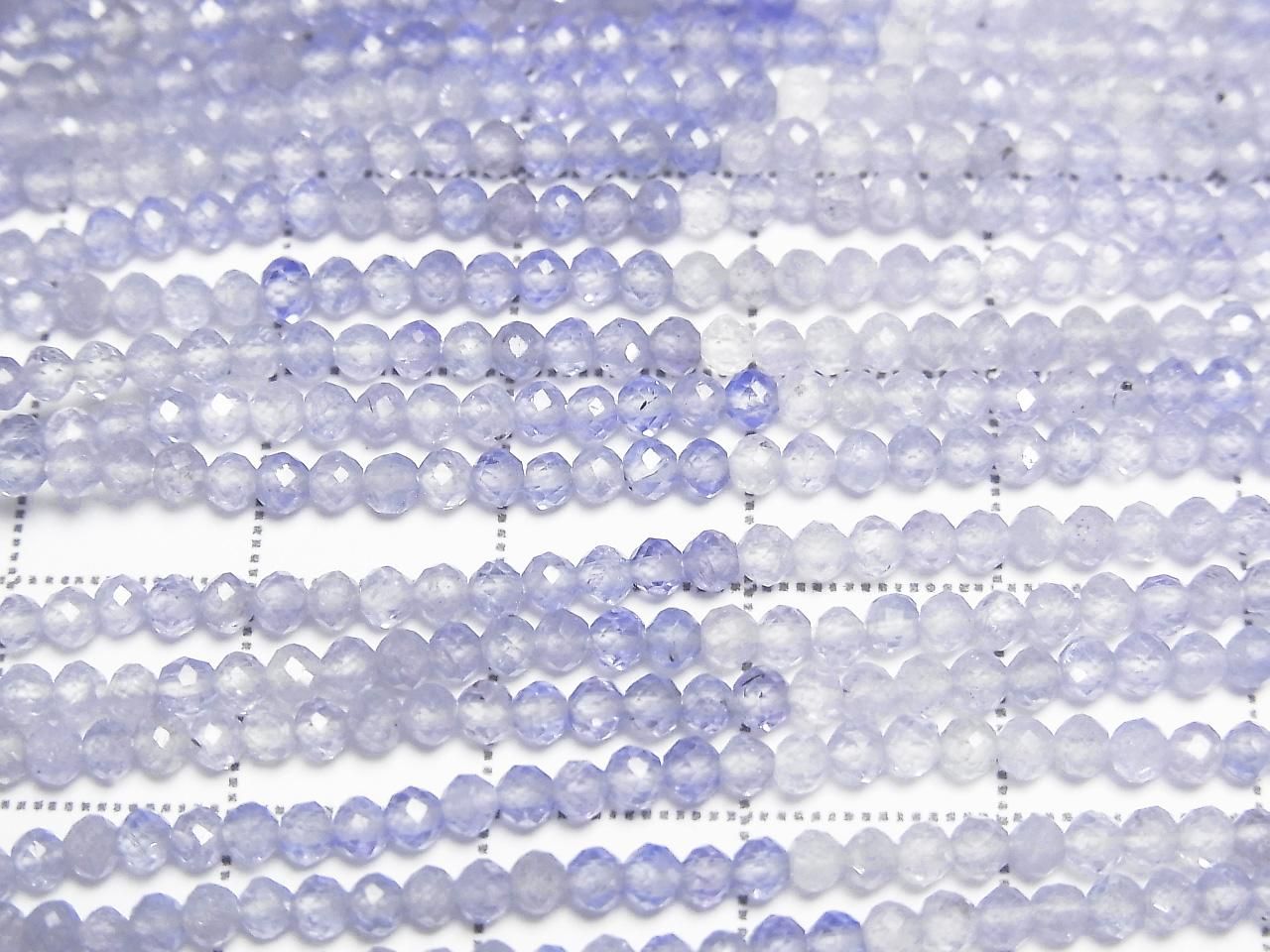 Haute qualité ! Tanzanite AAA semi-facettée ronde 2mm, demi-fil ou fil complet (environ 30cm)