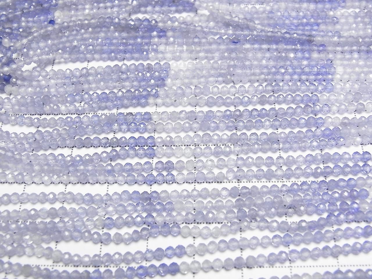 Haute qualité ! Tanzanite AAA semi-facettée ronde 2mm, demi-fil ou fil complet (environ 30cm)