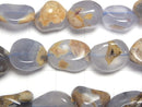[Video] Natural color Blue Chalcedony AA Mother Rock Nugget 1 strand beads (aprx.15inch/37cm)
