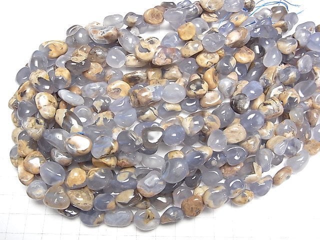 [Video] Natural color Blue Chalcedony AA Mother Rock Nugget 1 strand beads (aprx.15inch/37cm)