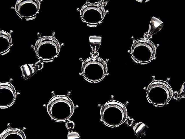 [Video] Silver925 6pcs Claw Pendant Frame Round Faceted 8mm Rhodium Plated 1pc
