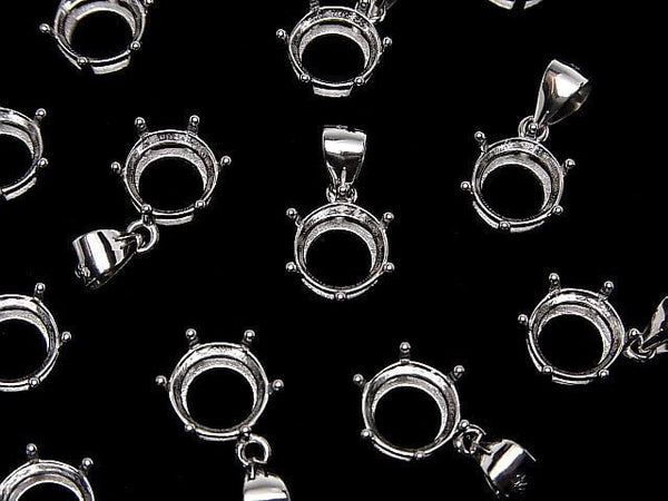 [Video]Silver925 6pcs Claw Pendant Frame Round Faceted 8mm Rhodium Plated 1pc