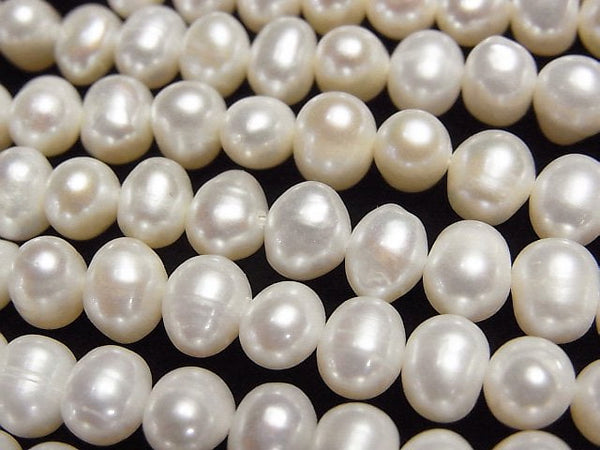 [Video] Fresh Water Pearl AA+ Potato 6-7mm White 1strand beads (aprx.14inch/34cm)