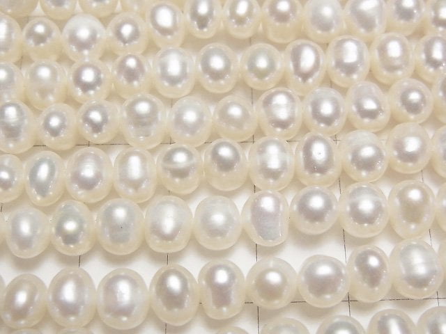 [Video] Fresh Water Pearl AA+ Potato 6-7mm White 1strand beads (aprx.14inch/34cm)