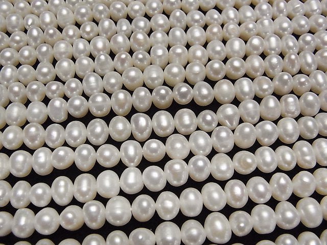 [Video] Fresh Water Pearl AA+ Potato 6-7mm White 1strand beads (aprx.14inch/34cm)