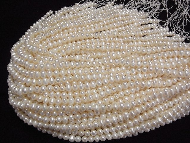 [Video] Fresh Water Pearl AA+ Potato 6-7mm White 1strand beads (aprx.14inch/34cm)