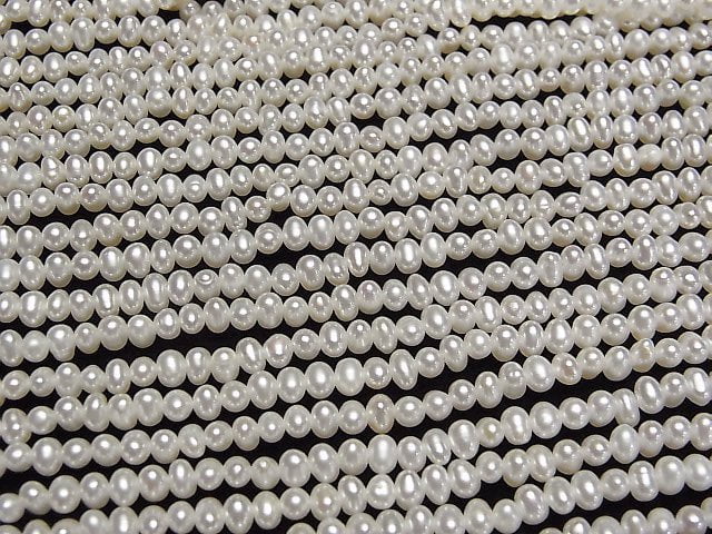 [Video] Fresh Water Pearl AAA White Rondelle 3.5mm half or 1strand beads (aprx.15inch/37cm)
