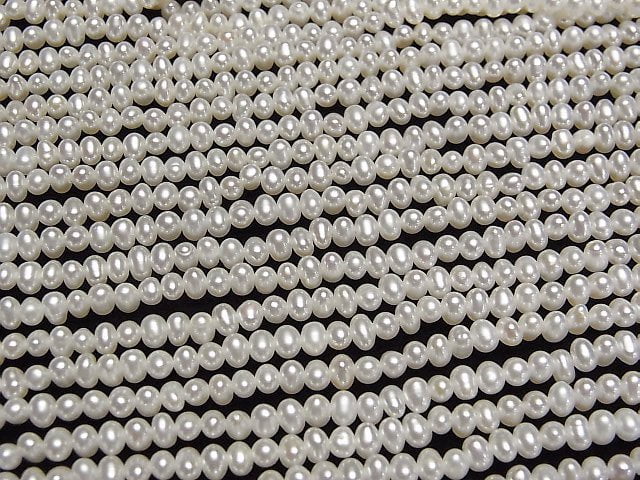 [Video] Fresh Water Pearl AAA White Roundel 3.5mm half or 1strand beads (aprx.15inch/37cm)