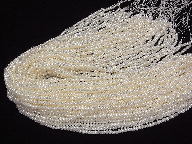 [Video] Fresh Water Pearl AAA White Roundel 3.5mm half or 1strand beads (aprx.15inch/37cm)