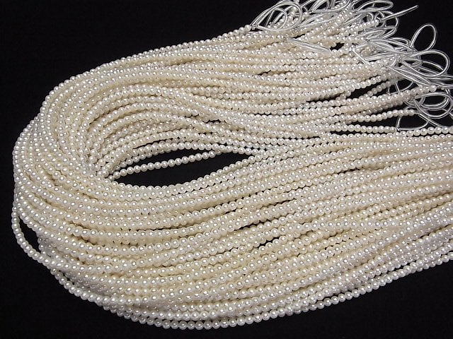 [Video] Fresh Water Pearl AAA Semi Round 3mm White half or 1strand beads (aprx.15inch/38cm)