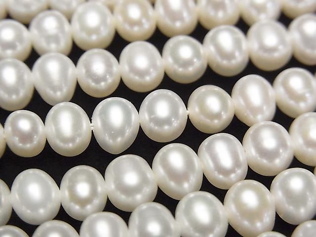 [Video] Fresh Water Pearl AA++ Potato 6mm White 1-strand beads (approx. 15inch/36cm)