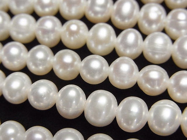 [Video] Fresh Water Pearl AA++ Potato 5-6mm White 1strand beads (aprx.14inch/35cm)