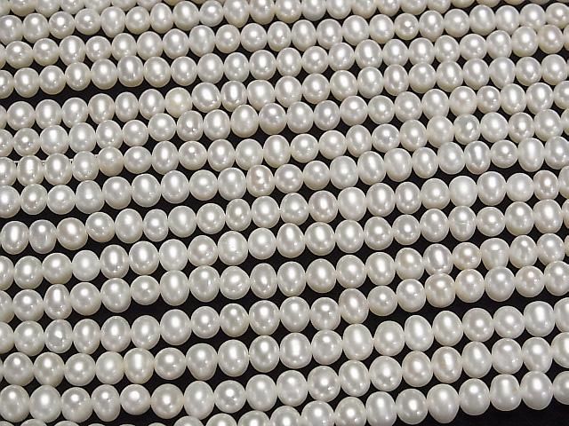 [Video] Fresh Water Pearl AA++ Potato 6mm White 1-strand beads (approx. 15inch/36cm)