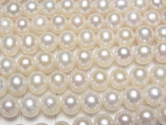 [Video] Fresh Water Pearl AAA- Semi Round 6-7mm White half or 1strand beads (aprx.15inch/36cm)