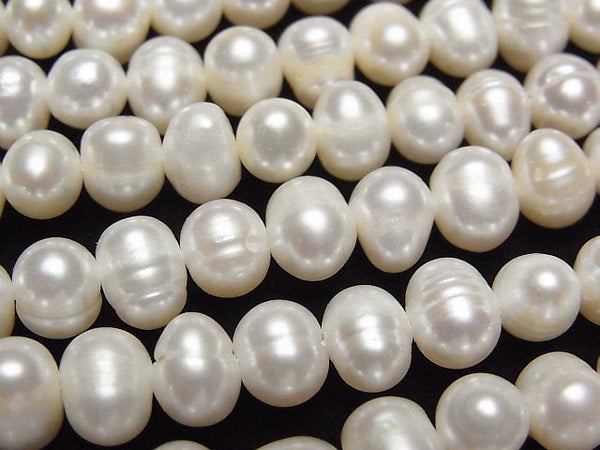 [Video] Fresh Water Pearl AA+ Potato 7mm White 1strand beads (aprx.13inch/33cm)