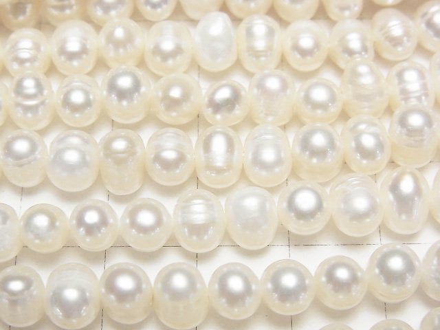 [Video] Fresh Water Pearl AA+ Potato 7mm White 1strand beads (aprx.13inch/33cm)