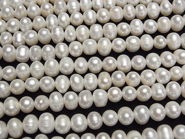 [Video] Fresh Water Pearl AA+ Potato 7mm White 1strand beads (aprx.13inch/33cm)