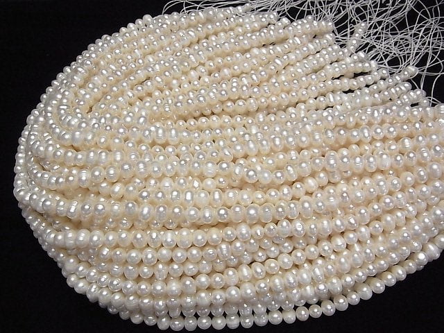 [Video] Fresh Water Pearl AA+ Potato 7mm White 1strand beads (aprx.13inch/33cm)