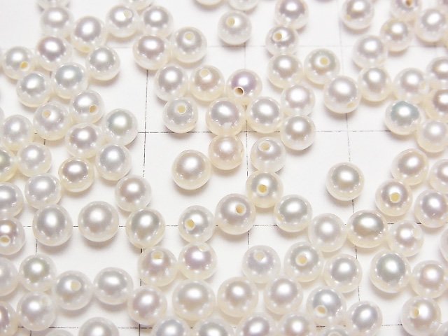 [Video]Fresh Water Pearl AAA Round 3.5-4mm [Half Drilled Hole] 2pairs