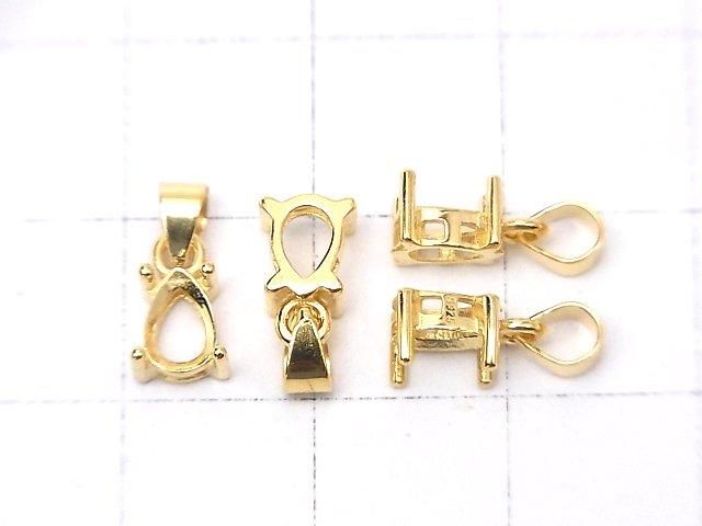 [Video] Silver925 Pendant Frame Pear Shape Faceted 6x4mm 18KGP 1pc