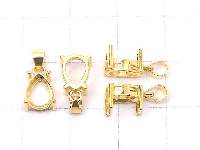 [Video] Silver925 Pendant Frame Pear Shape Faceted 8x6mm 18KGP 1pc
