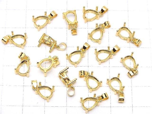 [Video] Silver925 Pendant Frame Pear Shape Faceted 8x6mm 18KGP 1pc