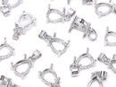[Video] Silver925 Pendant Frame Pear Shape Faceted 8x6mm Rhodium Plated 1pc