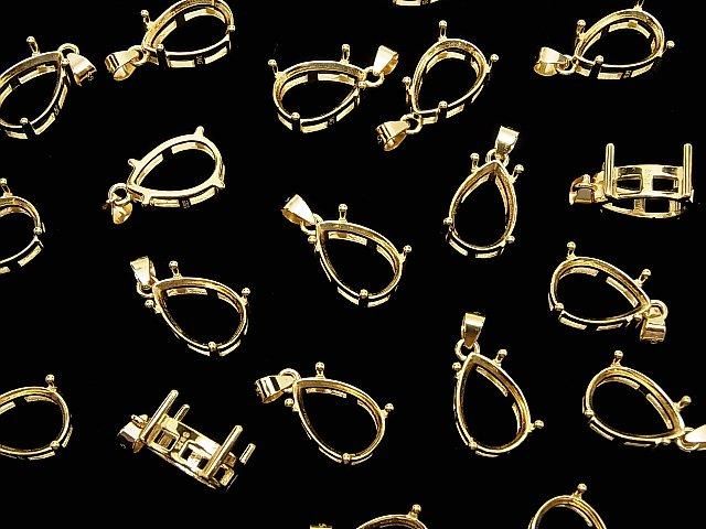 [Video] Silver925 Pendant Frame Pear Shape Faceted 12x8mm 18KGP 1pc