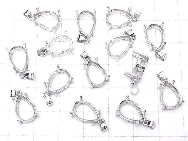 [Video] Silver925 Pendant Frame Pear Shape Faceted 12x8mm Rhodium Plated 1pc