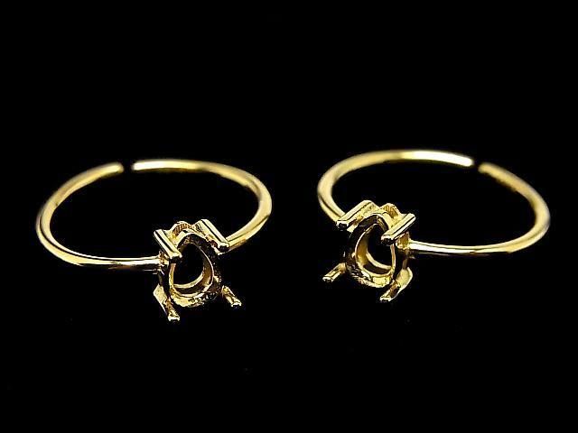 [Video] Silver925 Ring Frame (Prong Setting) Pear Shape Faceted 6x4mm 18KGP Free Size 1pc