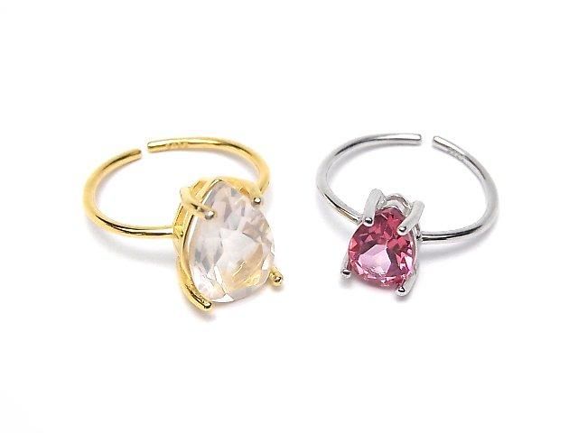 [Video] Silver925 Ring Frame (Prong Setting) Pear Shape Faceted 6x4mm 18KGP Free Size 1pc