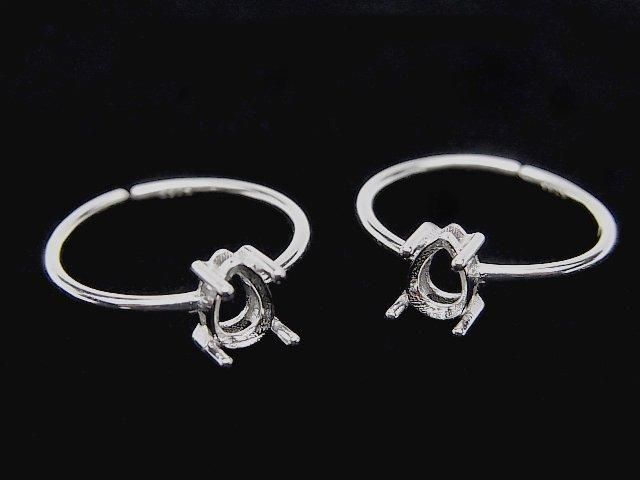 [Video] Silver925 Ring Frame (Prong Setting) Pear Shape Faceted 6x4mm Rhodium Plated One Size Fits All 1pc