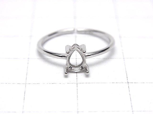 [Video] Silver925 Ring Frame (Prong Setting) Pear Shape Faceted 6x4mm Rhodium Plated One Size Fits All 1pc