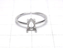 [Video]Silver925 Ring Frame (Prong Setting)Pear shape Faceted 6x4mm Rhodium Plated Free size 1pc