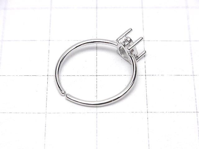 [Video] Silver925 Ring Frame (Prong Setting) Pear Shape Faceted 6x4mm Rhodium Plated One Size Fits All 1pc
