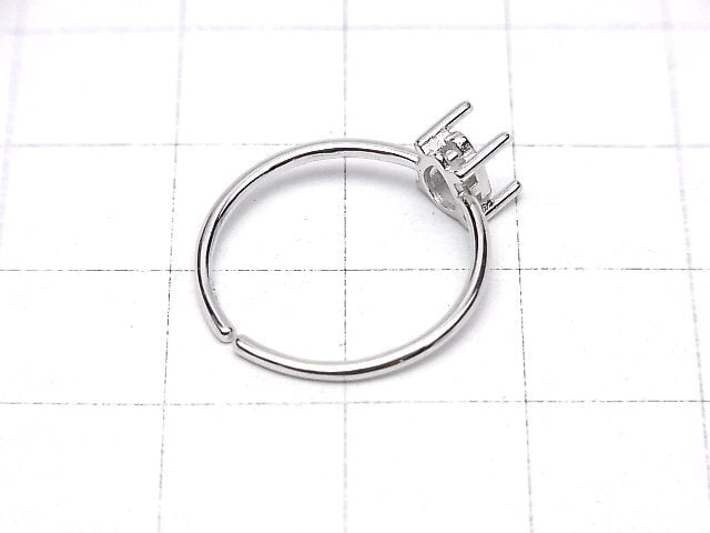 [Video]Silver925 Ring Frame (Prong Setting)Pear shape Faceted 6x4mm Rhodium Plated Free size 1pc