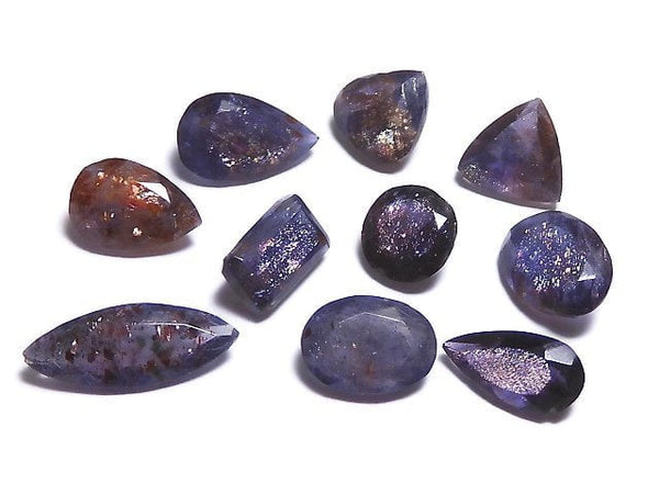 [Video][One of a kind] High Quality Iolite Sunstone AAA Loose stone Faceted 10pcs Set NO.21
