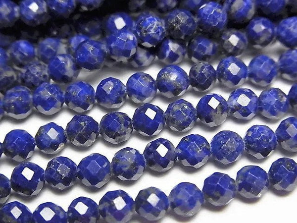[Video]High Quality! Lapislazuli AAA- Faceted Round 4mm 1strand beads (aprx.15inch/37cm)