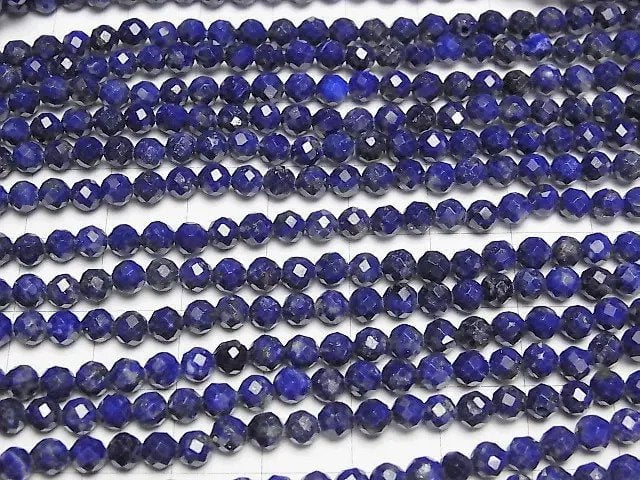 [Video]High Quality! Lapislazuli AAA- Faceted Round 4mm 1strand beads (aprx.15inch/37cm)