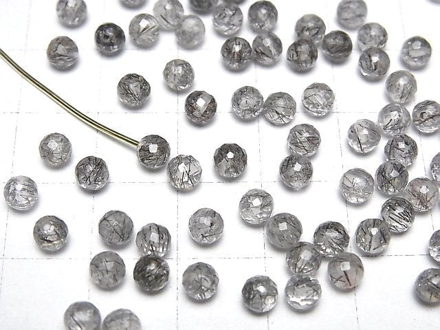 [Video]High Quality Tourmaline Quartz AA++ Half Drilled Hole Faceted Round 4mm 10pcs