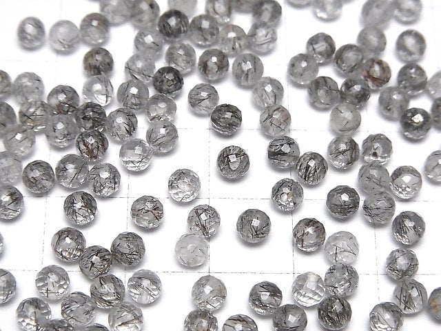 [Video]High Quality Tourmaline Quartz AA++ Half Drilled Hole Faceted Round 4mm 10pcs