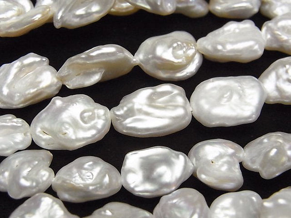 [Video] Fresh Water Pearl Keshi Pearl AA++ Baroque 10-14mm White 1strand beads (aprx.15inch/37cm)