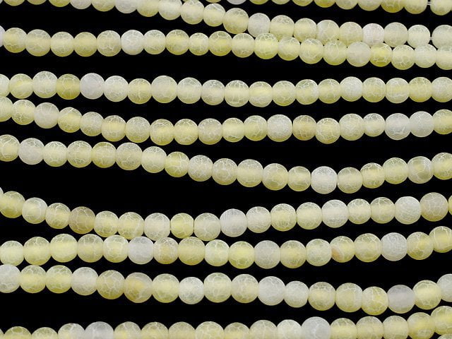 [Video] Frost Yellow Color Agate Round 4mm Antique Finish 1strand beads (aprx.14inch/34cm)